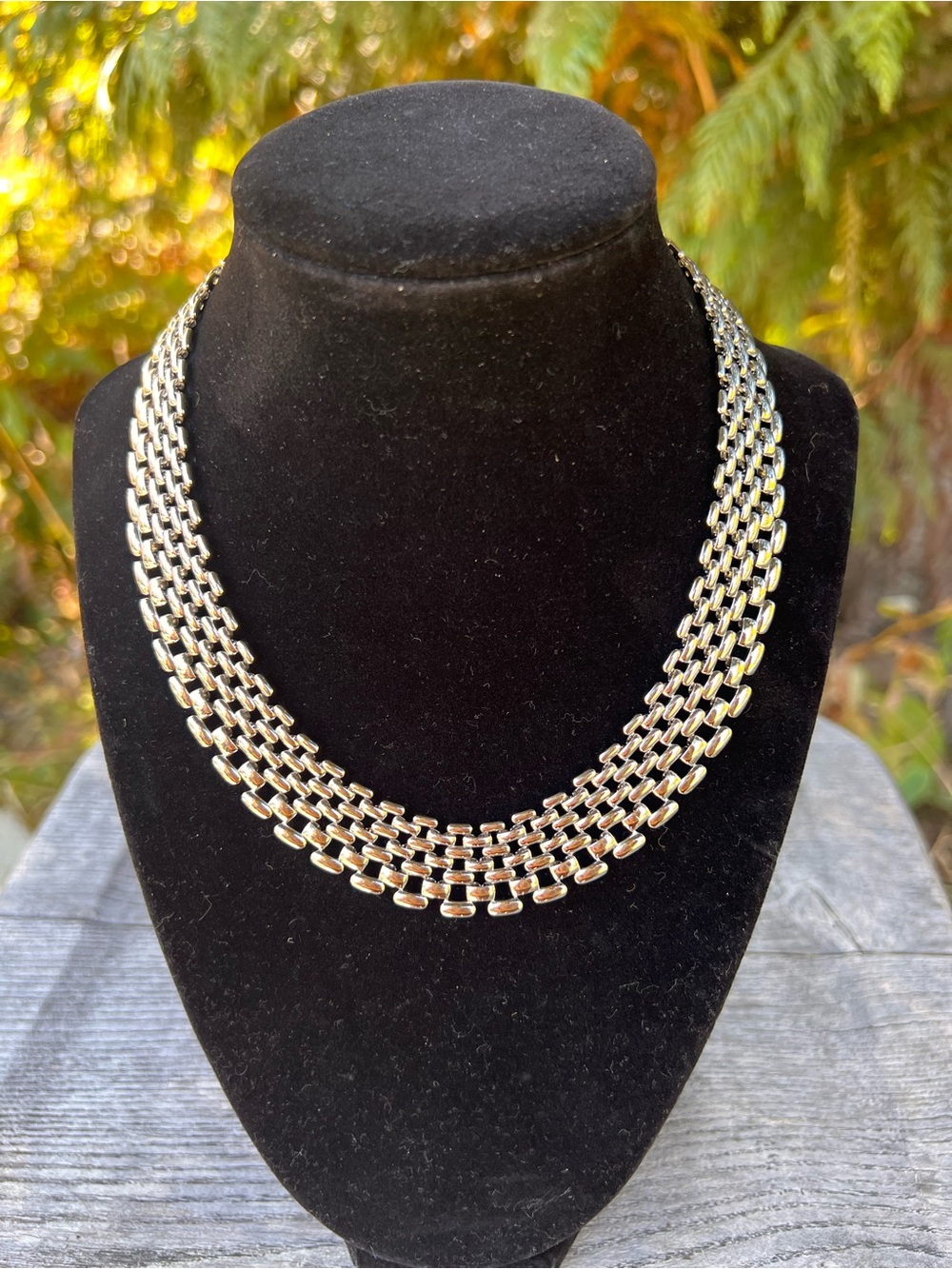 Elegant Multi-Row Silver-Tone Link Necklace